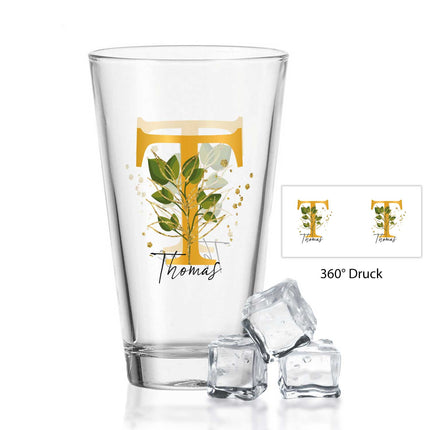 SEO. Leonardo Wasserglas mit UV - Druck "Floral Alphabet" mit Wunschnamen - Linkreich