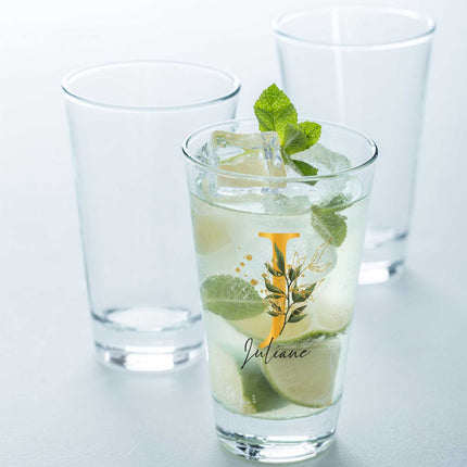 SEO. Leonardo Wasserglas mit UV - Druck "Floral Alphabet" mit Wunschnamen - Linkreich