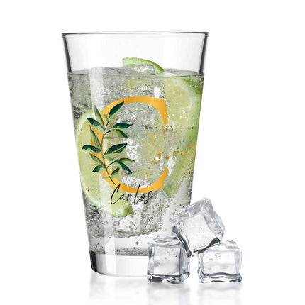 SEO. Leonardo Wasserglas mit UV - Druck "Floral Alphabet" mit Wunschnamen - Linkreich