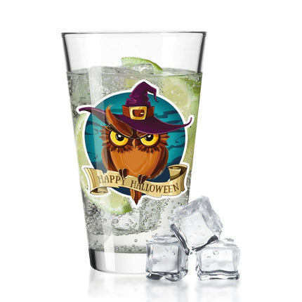 SEO. Leonardo Wasserglas mit UV - Druck "Happy Halloween Eule" für Halloween - Linkreich