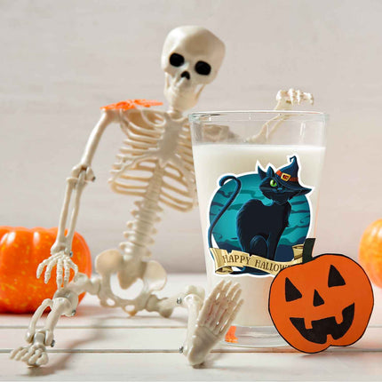 SEO. Leonardo Wasserglas mit UV - Druck "Happy Halloween Katze" für Halloween - Linkreich