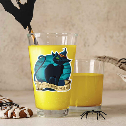 SEO. Leonardo Wasserglas mit UV - Druck "Happy Halloween Katze" für Halloween - Linkreich