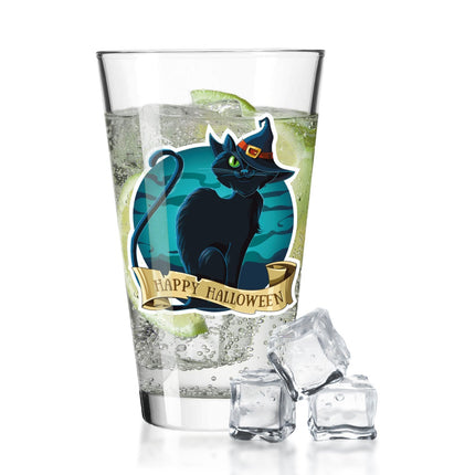 SEO. Leonardo Wasserglas mit UV - Druck "Happy Halloween Katze" für Halloween - Linkreich