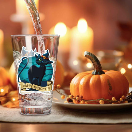 SEO. Leonardo Wasserglas mit UV - Druck "Happy Halloween Katze" für Halloween - Linkreich