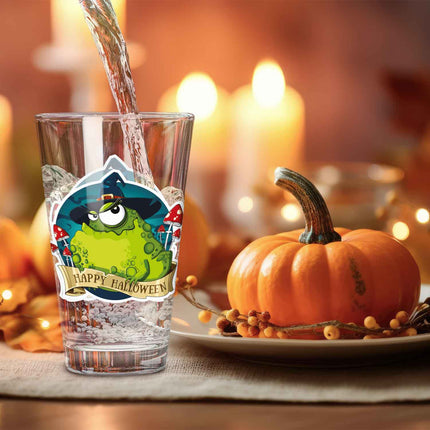 SEO. Leonardo Wasserglas mit UV - Druck "Happy Halloween Kröte" für Halloween - Linkreich