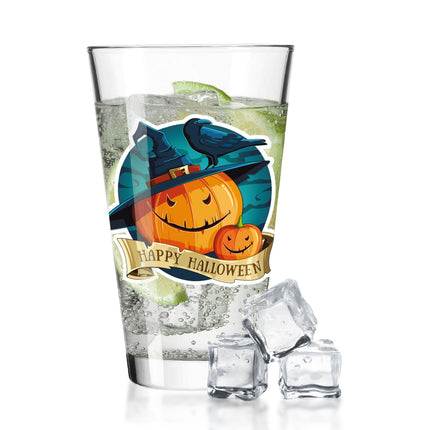 SEO. Leonardo Wasserglas mit UV - Druck "Happy Halloween Kürbis" für Halloween - Linkreich