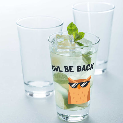 SEO. Leonardo Wasserglas mit UV - Druck im Owl be back Design - Linkreich