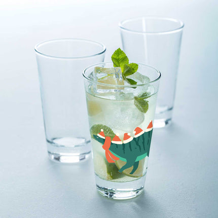 SEO. Leonardo Wasserglas mit UV - Druck im Santasaurus Design zu Weihnachten - Linkreich