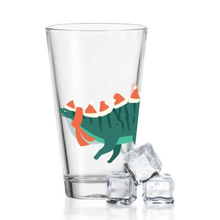 SEO. Leonardo Wasserglas mit UV - Druck im Santasaurus Design zu Weihnachten - Linkreich