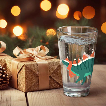 SEO. Leonardo Wasserglas mit UV - Druck im Santasaurus Design zu Weihnachten - Linkreich
