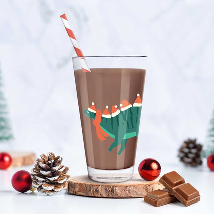SEO. Leonardo Wasserglas mit UV - Druck im Santasaurus Design zu Weihnachten - Linkreich