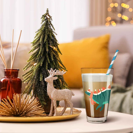 SEO. Leonardo Wasserglas mit UV - Druck im Santasaurus Design zu Weihnachten - Linkreich