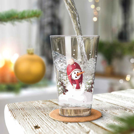 SEO. Leonardo Wasserglas mit UV - Druck im Schneemann Design zu Weihnachten - Linkreich