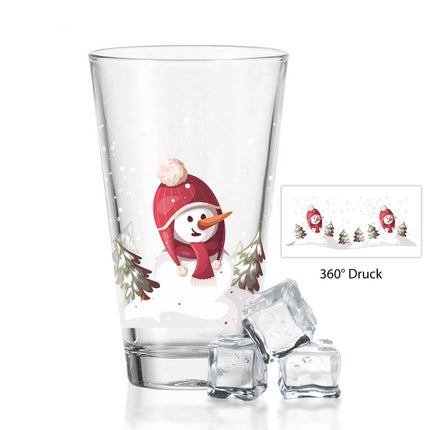 SEO. Leonardo Wasserglas mit UV - Druck im Schneemann Design zu Weihnachten - Linkreich