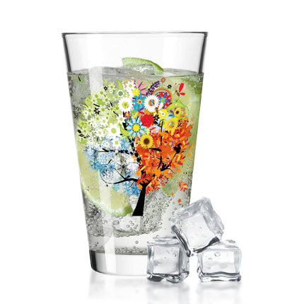 SEO. Leonardo Wasserglas mit UV - Druck im Vier Jahreszeiten Design - Linkreich