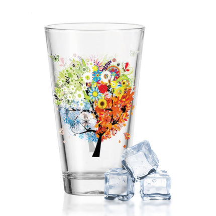 SEO. Leonardo Wasserglas mit UV - Druck im Vier Jahreszeiten Design - Linkreich
