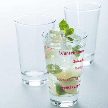 SEO. Leonardo Wasserglas mit UV - Druck "Namensglas" mit Wunschnamen - Weiß - Rosa Linkreich