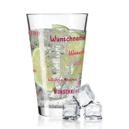 SEO. Leonardo Wasserglas mit UV - Druck "Namensglas" mit Wunschnamen - Weiß - Rosa Linkreich