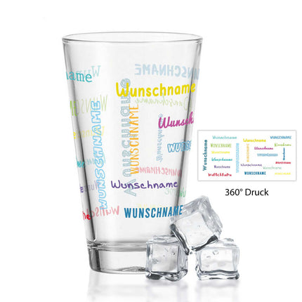 SEO. Leonardo Wasserglas mit UV - Druck "Namensglas" mit Wunschnamen - Bunt Linkreich