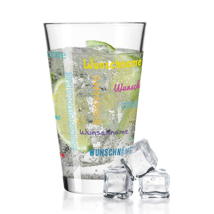 SEO. Leonardo Wasserglas mit UV - Druck "Namensglas" mit Wunschnamen - Bunt Linkreich