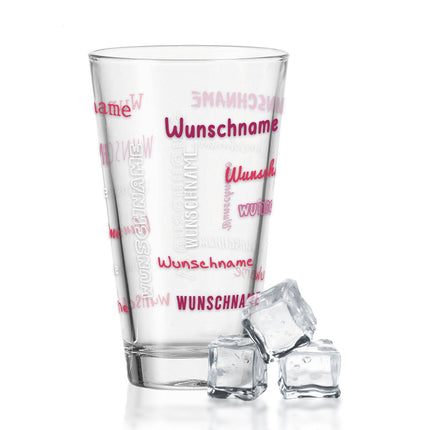 SEO. Leonardo Wasserglas mit UV - Druck "Namensglas" mit Wunschnamen - Weiß - Rosa Linkreich