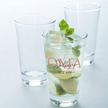 SEO. Leonardo Wasserglas mit UV - Druck "Oma" mit Wunschname & Datum - Linkreich