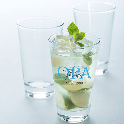 SEO. Leonardo Wasserglas mit UV - Druck "Opa" mit Wunschname & Datum - Linkreich
