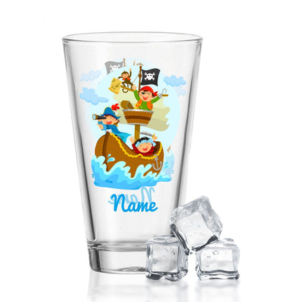 SEO. Leonardo Wasserglas mit UV - Druck "Piraten" mit Wunschname - Für Kinder - Linkreich