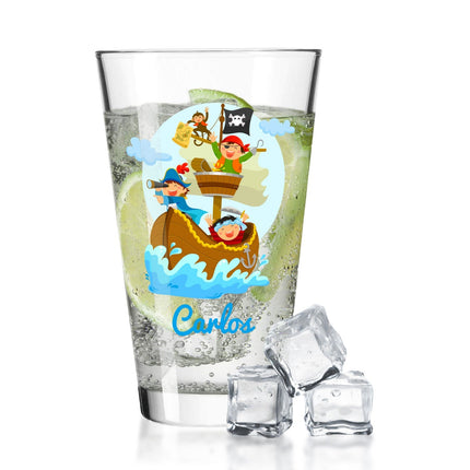 SEO. Leonardo Wasserglas mit UV - Druck "Piraten" mit Wunschname - Für Kinder - Linkreich