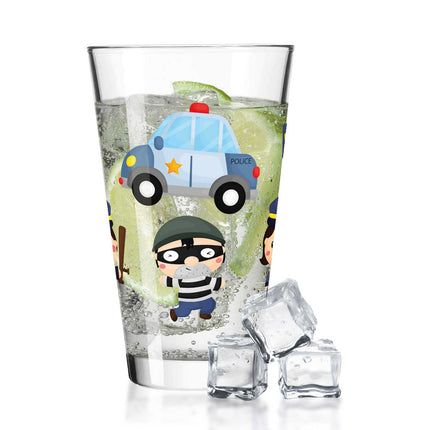 SEO. Leonardo Wasserglas mit UV - Druck "Polizei" - Für Kinder im 360° Design - Linkreich