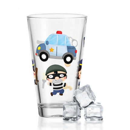 SEO. Leonardo Wasserglas mit UV - Druck "Polizei" - Für Kinder im 360° Design - Linkreich