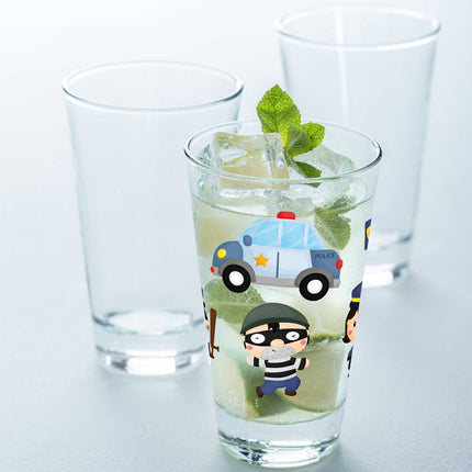 SEO. Leonardo Wasserglas mit UV - Druck "Polizei" - Für Kinder im 360° Design - Linkreich