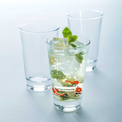 SEO. Leonardo Wasserglas mit UV - Druck - Weihnachtsmann mit Hund Motiv - zu Weihnachten - Linkreich