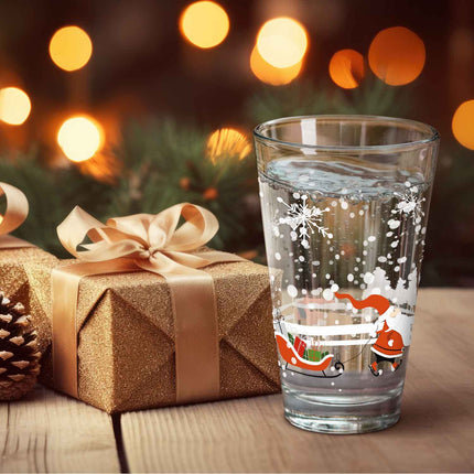 SEO. Leonardo Wasserglas mit UV - Druck - Weihnachtsmann mit Hund Motiv - zu Weihnachten - Linkreich