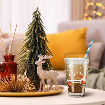 SEO. Leonardo Wasserglas mit UV - Druck - Weihnachtsmann mit Hund Motiv - zu Weihnachten - Linkreich