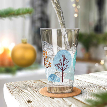 SEO. Leonardo Wasserglas mit UV - Druck - Winterbäume Motiv - zu Weihnachten - Linkreich