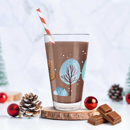 SEO. Leonardo Wasserglas mit UV - Druck - Winterbäume Motiv - zu Weihnachten - Linkreich