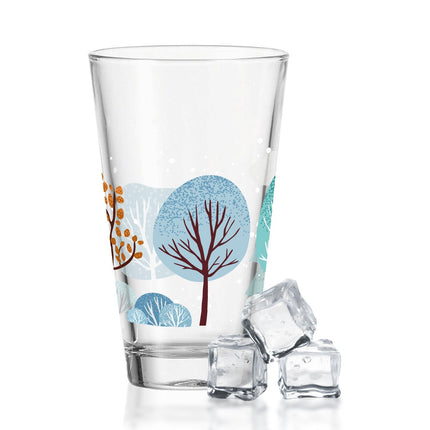 SEO. Leonardo Wasserglas mit UV - Druck - Winterbäume Motiv - zu Weihnachten - Linkreich