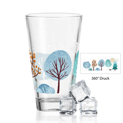 SEO. Leonardo Wasserglas mit UV - Druck - Winterbäume Motiv - zu Weihnachten - Linkreich