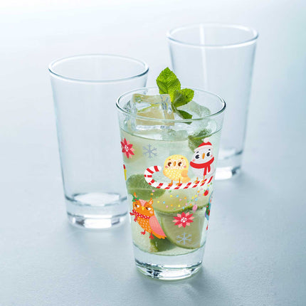 SEO. Leonardo Wasserglas mit UV - Druck - Wintereulen Motiv - zu Weihnachten - Linkreich