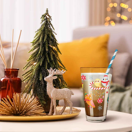 SEO. Leonardo Wasserglas mit UV - Druck - Wintereulen Motiv - zu Weihnachten - Linkreich