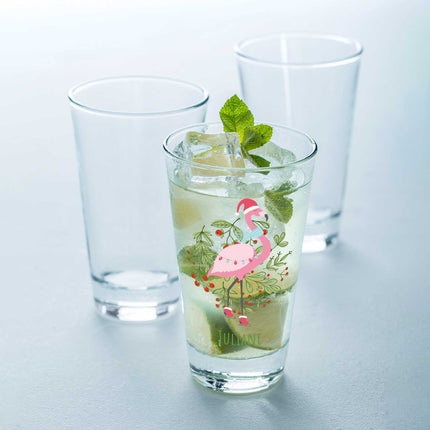 SEO. Leonardo Wasserglas mit UV - Druck - Winterflamingo Motiv - zu Weihnachten - Personalisiert mit Name - Linkreich