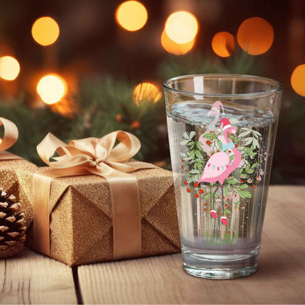 SEO. Leonardo Wasserglas mit UV - Druck - Winterflamingo Motiv - zu Weihnachten - Personalisiert mit Name - Linkreich