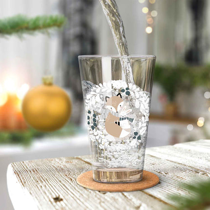 SEO. Leonardo Wasserglas mit UV - Druck - Winterfuchs Motiv - zu Weihnachten - Linkreich