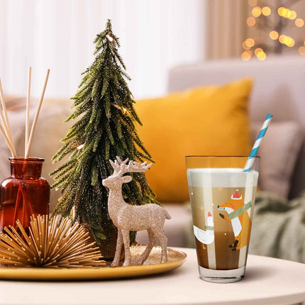 SEO. Leonardo Wasserglas mit UV - Druck - Winterfuchs und Gans Motiv - zu Weihnachten - Linkreich