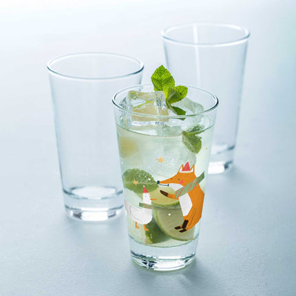 SEO. Leonardo Wasserglas mit UV - Druck - Winterfuchs und Gans Motiv - zu Weihnachten - Linkreich