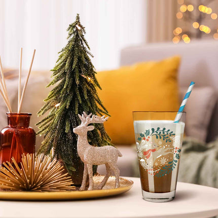 SEO. Leonardo Wasserglas mit UV - Druck - Winterreh Motiv - zu Weihnachten - Linkreich
