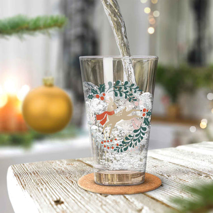 SEO. Leonardo Wasserglas mit UV - Druck - Winterreh Motiv - zu Weihnachten - Linkreich