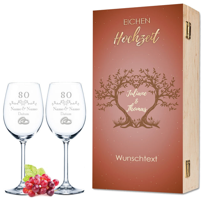 SEO. Leonardo Weingläser im "Eichenhochzeit - 80 Jahre" Design als Set - Daily Linkreich