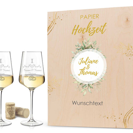 SEO. Leonardo Weingläser im "Papierhochzeit - 1 Jahr" Design als Set - Puccini Linkreich